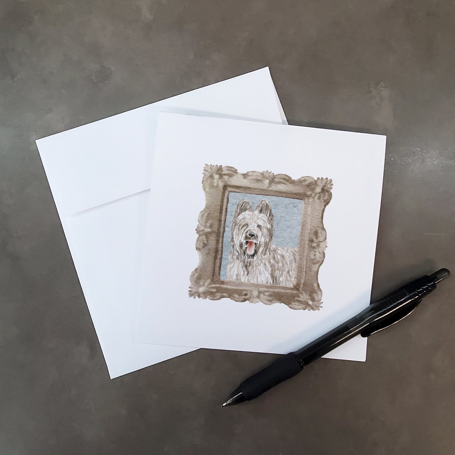 Briard Tawny Smile Pretty as a Picture Square Greeting Cards and Envelopes Pack of 8 Blank Cards with Envelopes Blank Thank You Note Greeting Cards Stationery