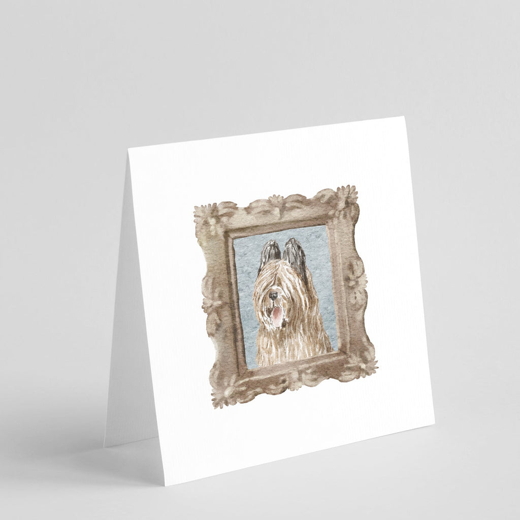 Briard Tawny Side View Smile Pretty as a Picture Square Greeting Cards and Envelopes Pack of 8 Blank Cards with Envelopes Blank Thank You Note Greeting Cards Stationery