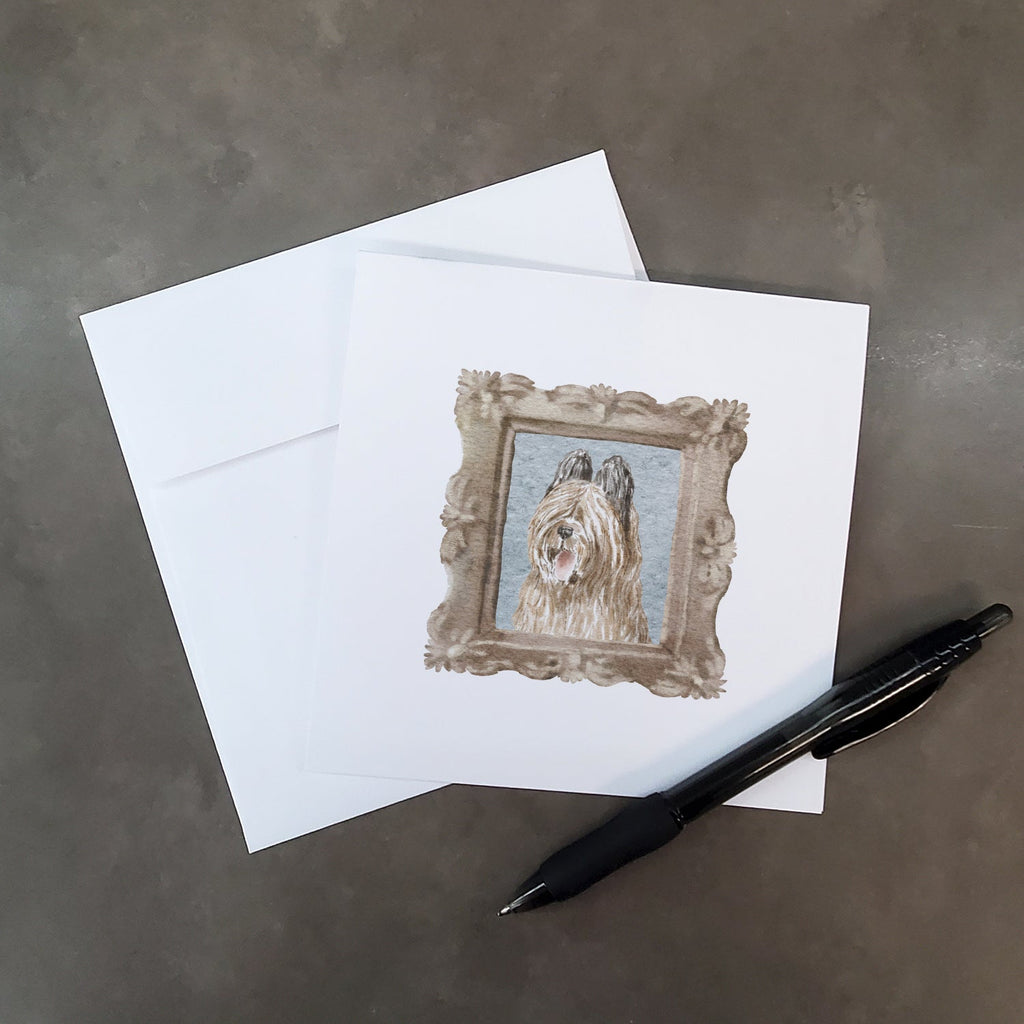 Briard Tawny Side View Smile Pretty as a Picture Square Greeting Cards and Envelopes Pack of 8 Blank Cards with Envelopes Blank Thank You Note Greeting Cards Stationery