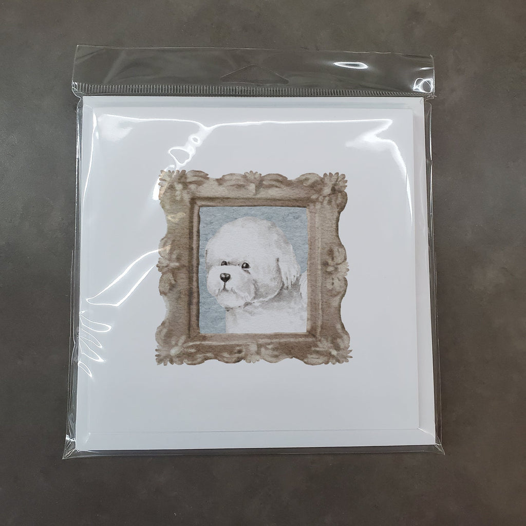 Bichon Frise Side View Pretty as a Picture Square Greeting Cards and Envelopes Pack of 8 Blank Cards with Envelopes Blank Thank You Note Greeting Cards Stationery