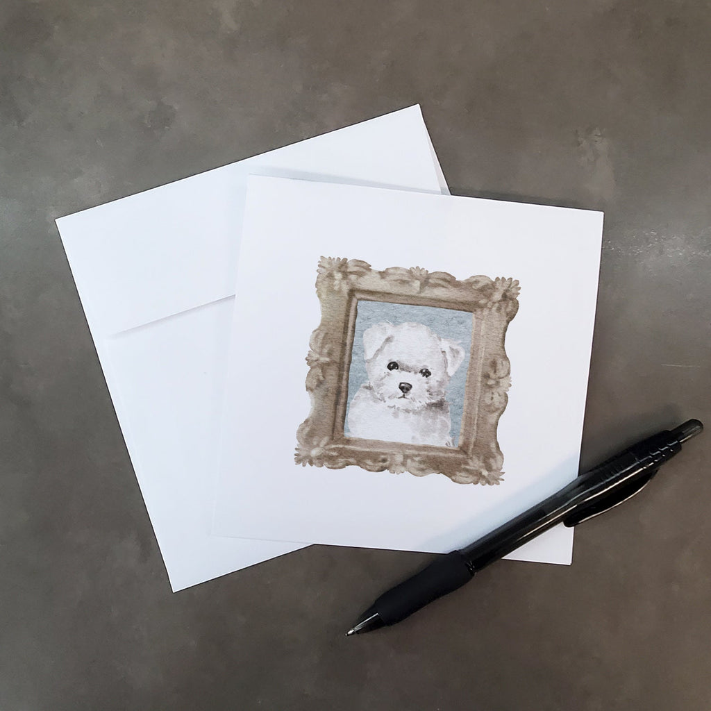 Bichon Frise Puppy Front View Pretty as a Picture Square Greeting Cards and Envelopes Pack of 8 Blank Cards with Envelopes Blank Thank You Note Greeting Cards Stationery