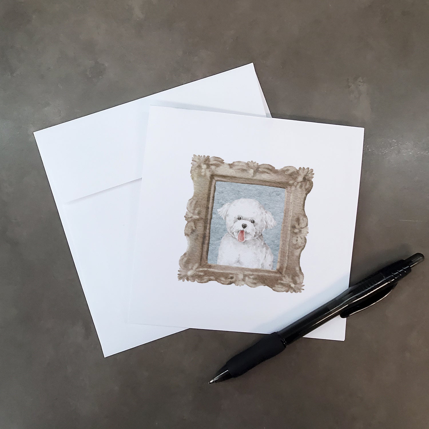 Bichon Frise Big Smile Pretty as a Picture Square Greeting Cards and Envelopes Pack of 8 Blank Cards with Envelopes Blank Thank You Note Greeting Cards Stationery