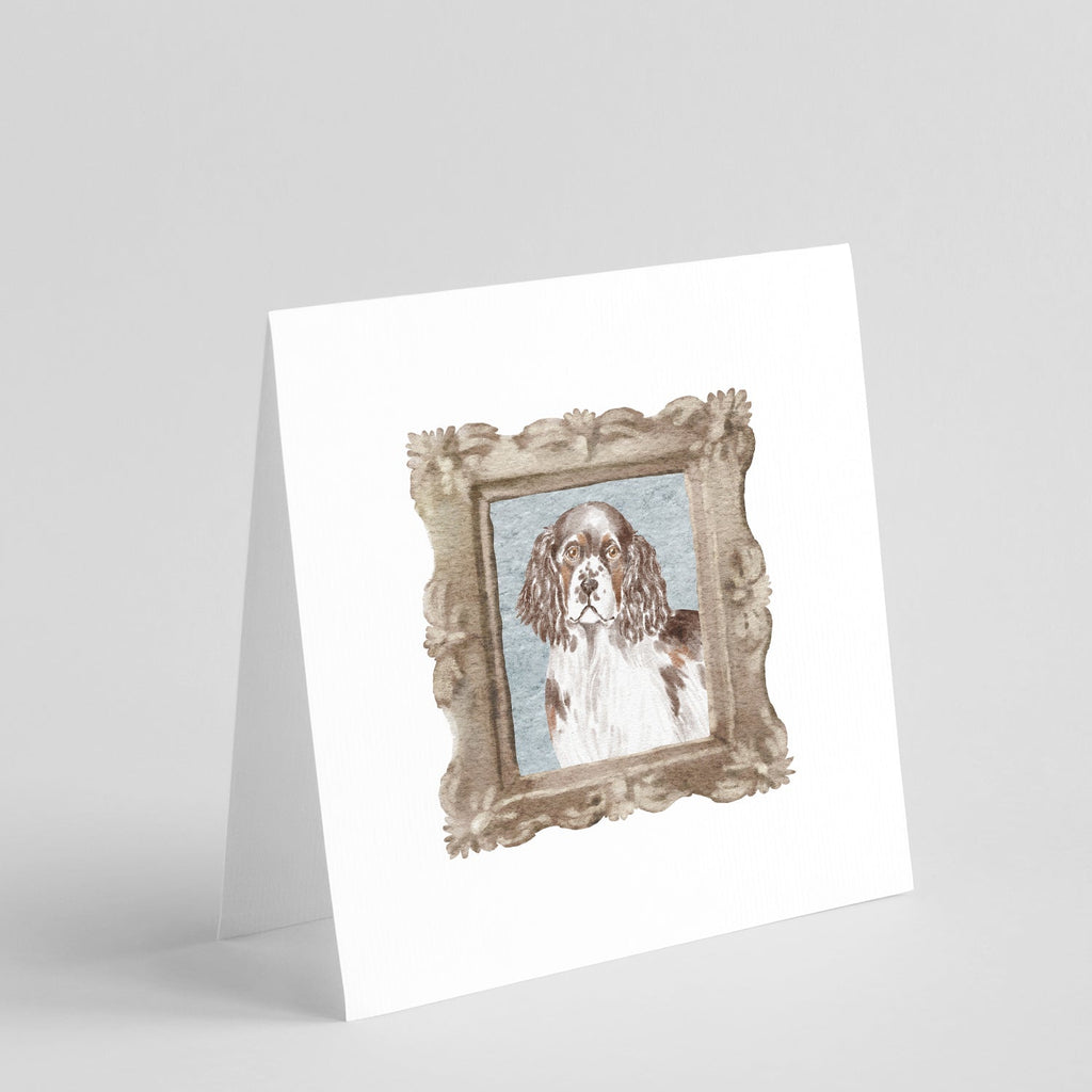 English Springer Spaniel Liver White Front View 2 Pretty as a Picture Square Greeting Cards and Envelopes Pack of 8 Blank Cards with Envelopes Blank Thank You Note Greeting Cards Stationery
