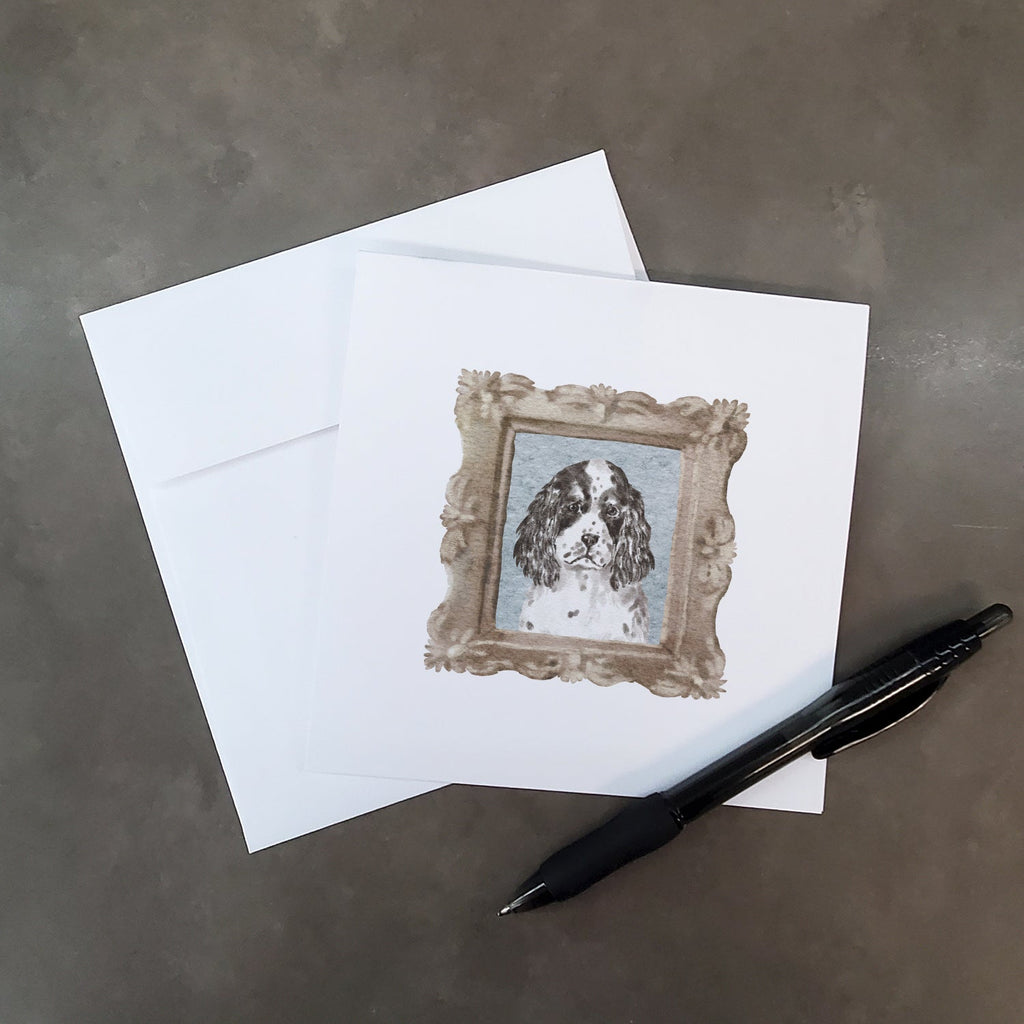 English Springer Spaniel Black White Puppy Pretty as a Picture Square Greeting Cards and Envelopes Pack of 8 Blank Cards with Envelopes Blank Thank You Note Greeting Cards Stationery