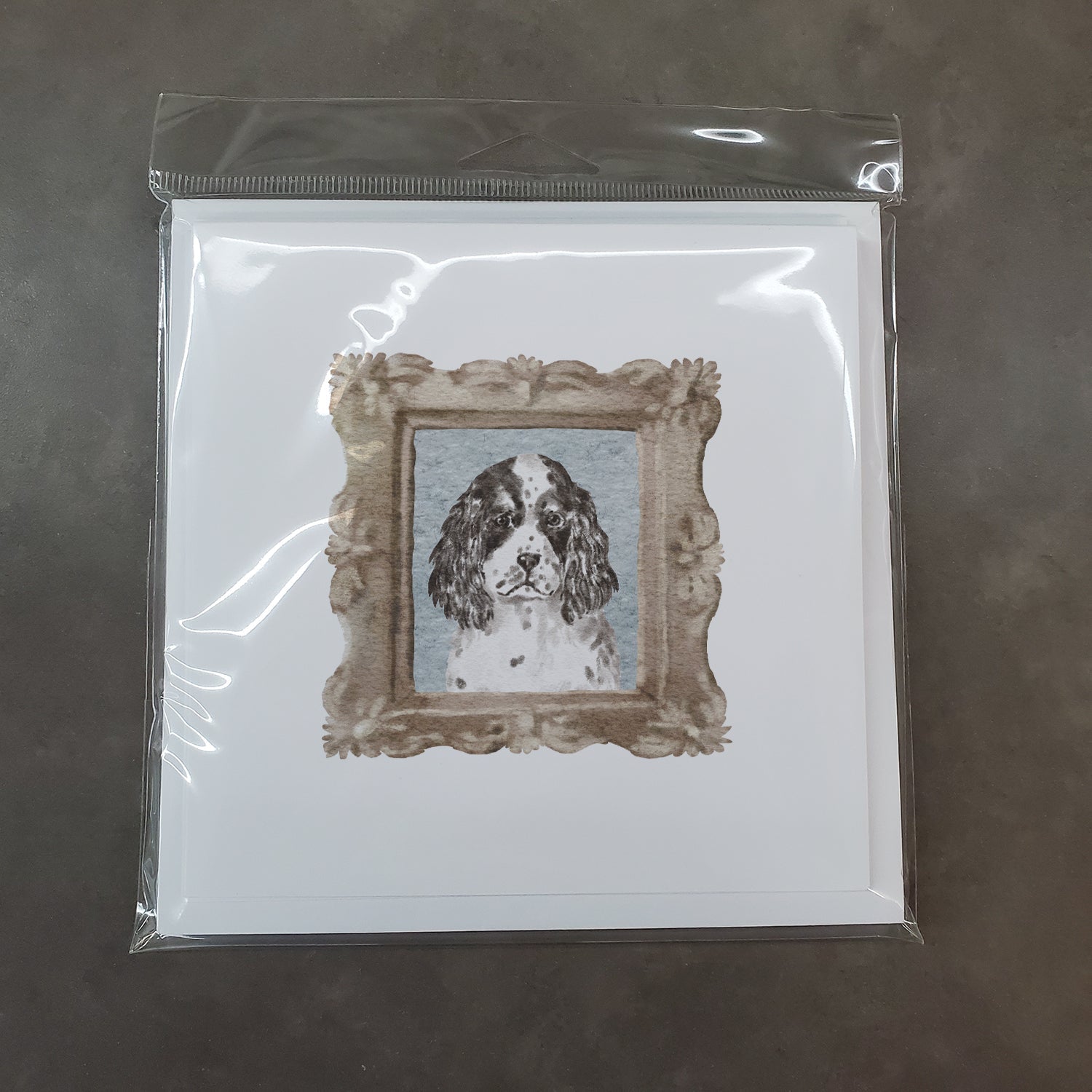 English Springer Spaniel Black White Puppy Pretty as a Picture Square Greeting Cards and Envelopes Pack of 8 Blank Cards with Envelopes Blank Thank You Note Greeting Cards Stationery