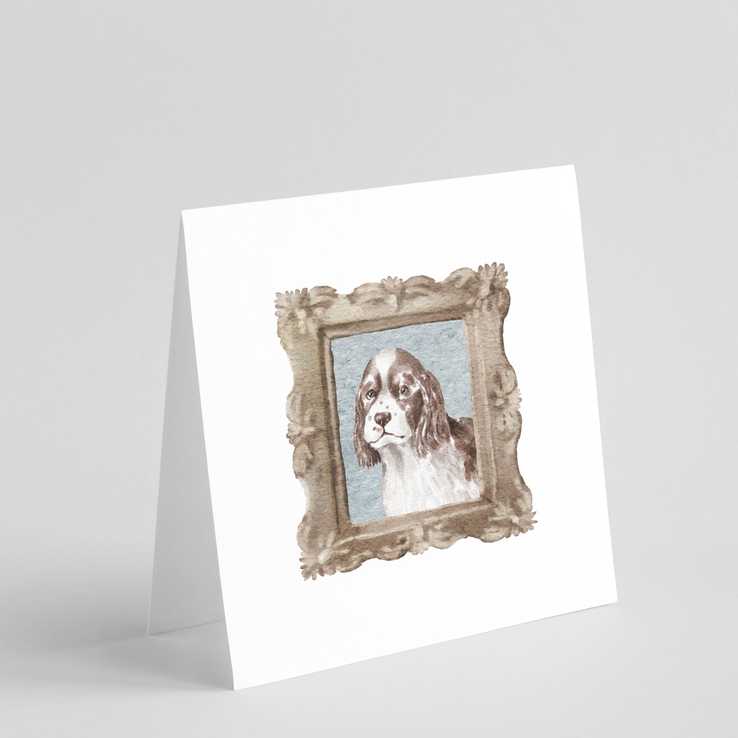 English Springer Spaniel Liver White Puppy Pretty as a Picture Square Greeting Cards and Envelopes Pack of 8 Blank Cards with Envelopes Blank Thank You Note Greeting Cards Stationery