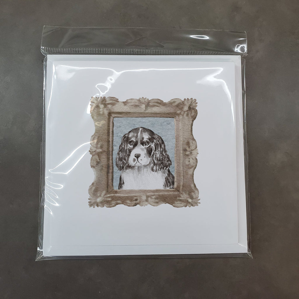 English Springer Spaniel Black White Puppy 2 Pretty as a Picture Square Greeting Cards and Envelopes Pack of 8 Blank Cards with Envelopes Blank Thank You Note Greeting Cards Stationery