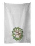 French Bulldog Fawn Christmas Wreath Kitchen Towel Set of 2 White Dish Towels Decorative Bathroom Hand towel for Hand, Face, Hair, Yoga, Tea, Dishcloth, 19 X 28", White