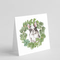 French Bulldog Black and White Christmas Wreath Square Greeting Cards and Envelopes Pack of 8 Blank Cards with Envelopes Blank Thank You Note Greeting Cards Stationery