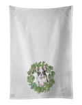 French Bulldog Black and White Christmas Wreath Kitchen Towel Set of 2 White Dish Towels Decorative Bathroom Hand towel for Hand, Face, Hair, Yoga, Tea, Dishcloth, 19 X 28", White