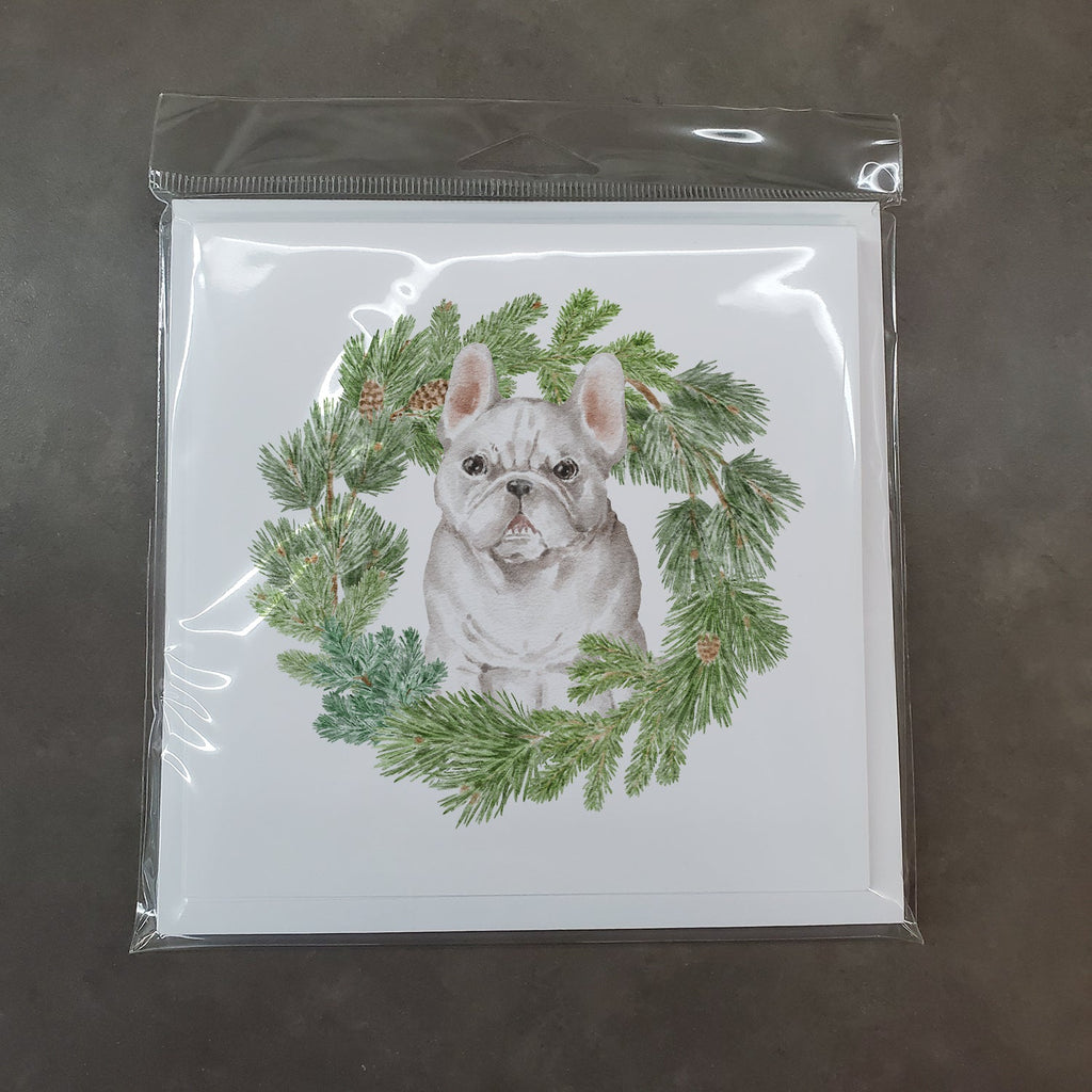 French Bulldog White Christmas Wreath Square Greeting Cards and Envelopes Pack of 8 Blank Cards with Envelopes Blank Thank You Note Greeting Cards Stationery