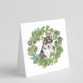 Corgi Tricolor Puppy Christmas Wreath Square Greeting Cards and Envelopes Pack of 8 Blank Cards with Envelopes Blank Thank You Note Greeting Cards Stationery