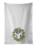Corgi Brindle Christmas Wreath Kitchen Towel Set of 2 White Dish Towels Decorative Bathroom Hand towel for Hand, Face, Hair, Yoga, Tea, Dishcloth, 19 X 28", White