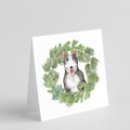 Bull Terrier Black and White Christmas Wreath Square Greeting Cards and Envelopes Pack of 8 Blank Cards with Envelopes Blank Thank You Note Greeting Cards Stationery