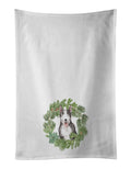 Bull Terrier Black and White Christmas Wreath Kitchen Towel Set of 2 White Dish Towels Decorative Bathroom Hand towel for Hand, Face, Hair, Yoga, Tea, Dishcloth, 19 X 28", White