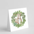 Bull Terrier Red and White Christmas Wreath Square Greeting Cards and Envelopes Pack of 8 Blank Cards with Envelopes Blank Thank You Note Greeting Cards Stationery
