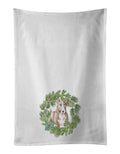 Bull Terrier Red and White Christmas Wreath Kitchen Towel Set of 2 White Dish Towels Decorative Bathroom Hand towel for Hand, Face, Hair, Yoga, Tea, Dishcloth, 19 X 28", White