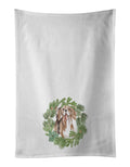 Beagle Smiling Christmas Wreath Kitchen Towel Set of 2 White Dish Towels Decorative Bathroom Hand towel for Hand, Face, Hair, Yoga, Tea, Dishcloth, 19 X 28", White