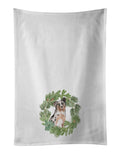 Australian Shepherd Blue Merle Shorthaired Christmas Wreath Kitchen Towel Set of 2 White Dish Towels Decorative Bathroom Hand towel for Hand, Face, Hair, Yoga, Tea, Dishcloth, 19 X 28", White