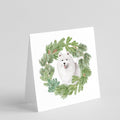 Samoyed Smiling Christmas Wreath Square Greeting Cards and Envelopes Pack of 8 Blank Cards with Envelopes Blank Thank You Note Greeting Cards Stationery