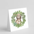 Dachshund Sable Longhaired Christmas Wreath Square Greeting Cards and Envelopes Pack of 8 Blank Cards with Envelopes Blank Thank You Note Greeting Cards Stationery
