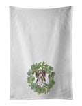 Dachshund Puppy Dappled Christmas Wreath Kitchen Towel Set of 2 White Dish Towels Decorative Bathroom Hand towel for Hand, Face, Hair, Yoga, Tea, Dishcloth, 19 X 28", White