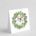 Bulldog Fawn Head Tilt Christmas Wreath Square Greeting Cards and Envelopes Pack of 8 Blank Cards with Envelopes Blank Thank You Note Greeting Cards Stationery