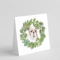 Bulldog Puppy Fawn Christmas Wreath Square Greeting Cards and Envelopes Pack of 8 Blank Cards with Envelopes Blank Thank You Note Greeting Cards Stationery