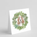 Cocker Spaniel Red and White Christmas Wreath Square Greeting Cards and Envelopes Pack of 8 Blank Cards with Envelopes Blank Thank You Note Greeting Cards Stationery