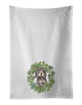 Cocker Spaniel Black Tan Christmas Wreath Kitchen Towel Set of 2 White Dish Towels Decorative Bathroom Hand towel for Hand, Face, Hair, Yoga, Tea, Dishcloth, 19 X 28", White