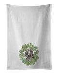Cocker Spaniel Black Christmas Wreath Kitchen Towel Set of 2 White Dish Towels Decorative Bathroom Hand towel for Hand, Face, Hair, Yoga, Tea, Dishcloth, 19 X 28", White