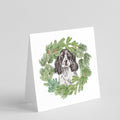 Cocker Spaniel Black and White Ticked Christmas Wreath Square Greeting Cards and Envelopes Pack of 8 Blank Cards with Envelopes Blank Thank You Note Greeting Cards Stationery