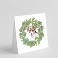 Jack Russell Terrier Puppy Tricolor Christmas Wreath Square Greeting Cards and Envelopes Pack of 8 Blank Cards with Envelopes Blank Thank You Note Greeting Cards Stationery