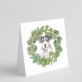 Jack Russell Terrier Black and White Wirehaired Christmas Wreath Square Greeting Cards and Envelopes Pack of 8 Blank Cards with Envelopes Blank Thank You Note Greeting Cards Stationery