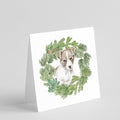 Jack Russell Terrier Puppy Chestnut and White Christmas Wreath Square Greeting Cards and Envelopes Pack of 8 Blank Cards with Envelopes Blank Thank You Note Greeting Cards Stationery