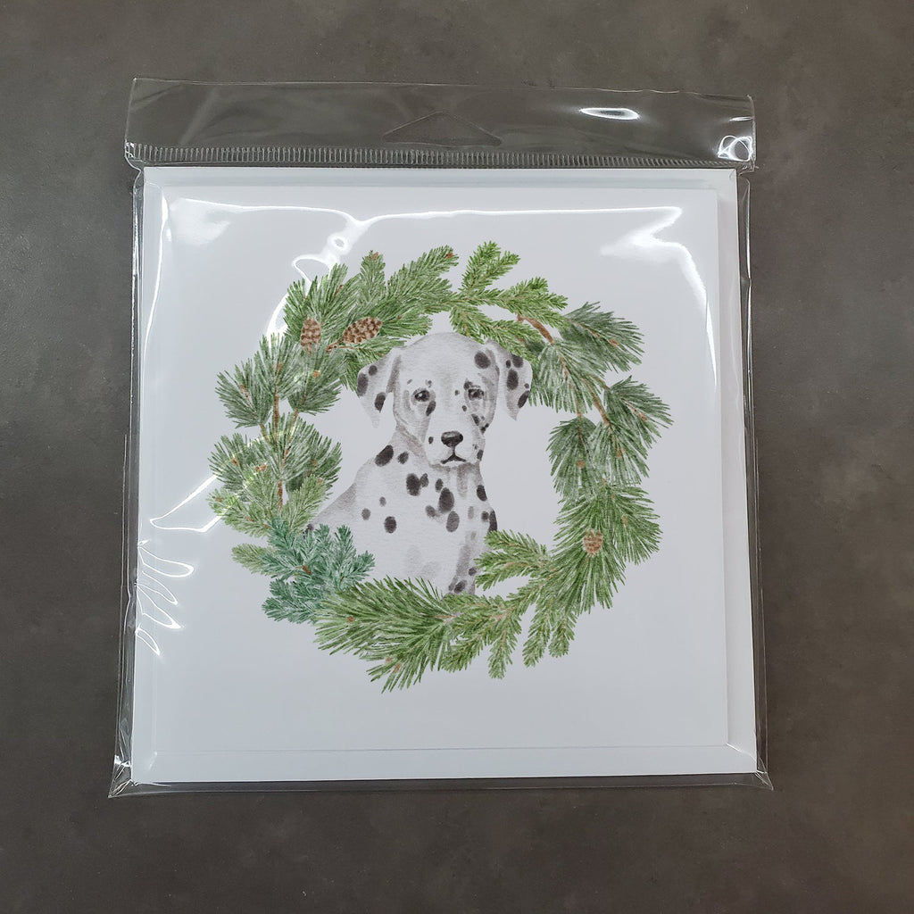 Dalmatian Puppy Christmas Wreath Square Greeting Cards and Envelopes Pack of 8 Blank Cards with Envelopes Blank Thank You Note Greeting Cards Stationery