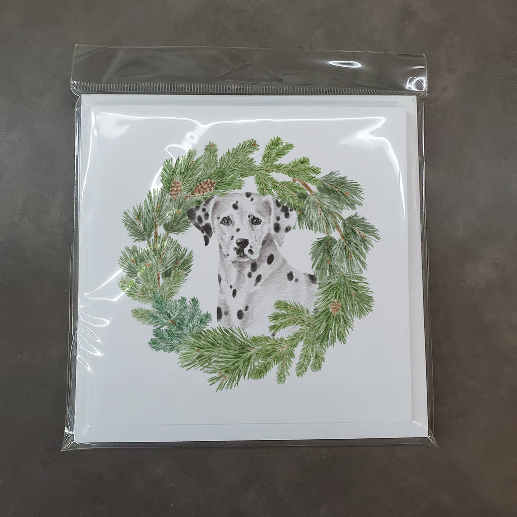 Dalmatian Christmas Wreath Square Greeting Cards and Envelopes Pack of 8 Blank Cards with Envelopes Blank Thank You Note Greeting Cards Stationery