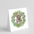 German Shepherd Puppy Smiling Christmas Wreath Square Greeting Cards and Envelopes Pack of 8 Blank Cards with Envelopes Blank Thank You Note Greeting Cards Stationery