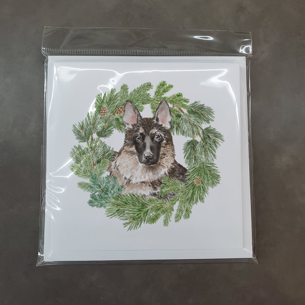German Shepherd Christmas Wreath Square Greeting Cards and Envelopes Pack of 8 Blank Cards with Envelopes Blank Thank You Note Greeting Cards Stationery