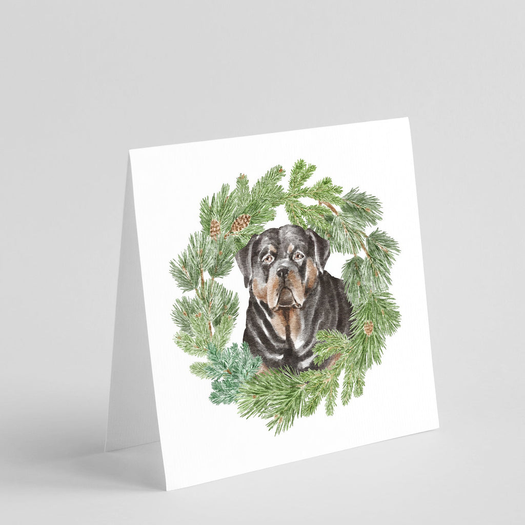 Rottweiler Christmas Wreath Square Greeting Cards and Envelopes Pack of 8 Blank Cards with Envelopes Blank Thank You Note Greeting Cards Stationery