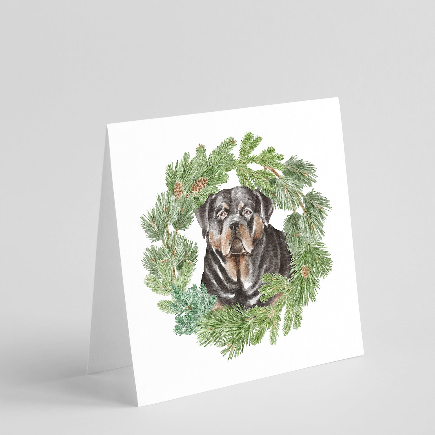 Rottweiler Christmas Wreath Square Greeting Cards and Envelopes Pack of 8 Blank Cards with Envelopes Blank Thank You Note Greeting Cards Stationery