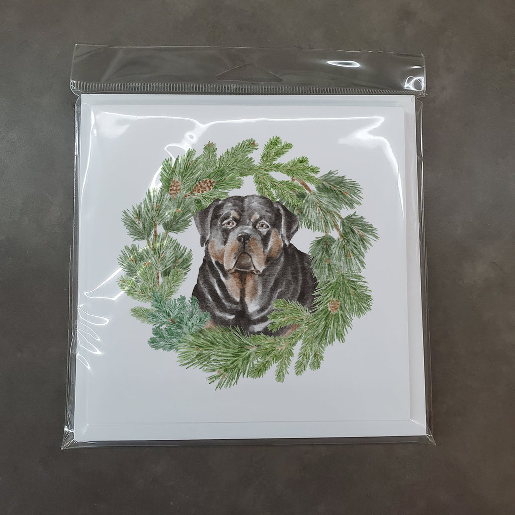 Rottweiler Christmas Wreath Square Greeting Cards and Envelopes Pack of 8 Blank Cards with Envelopes Blank Thank You Note Greeting Cards Stationery