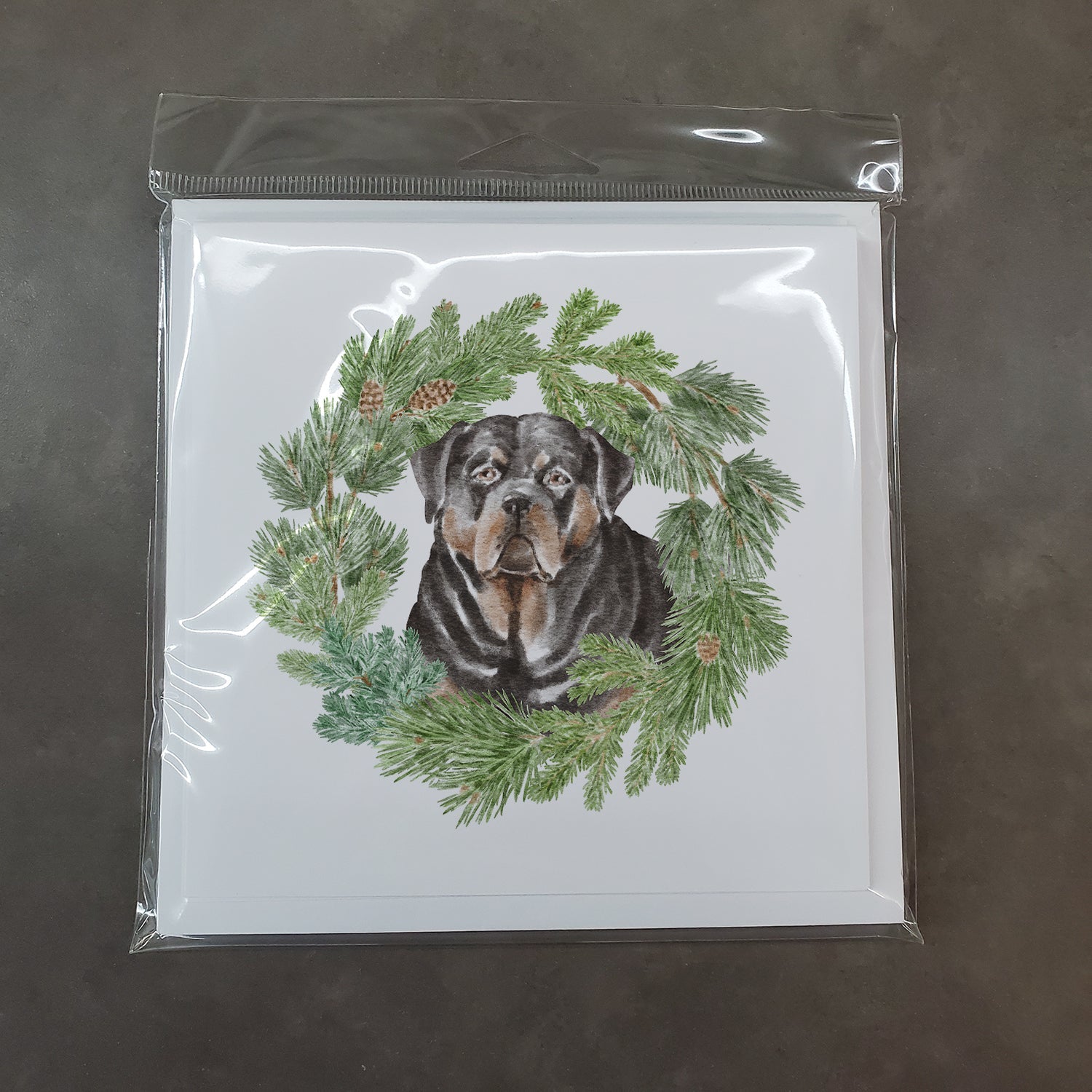 Rottweiler Christmas Wreath Square Greeting Cards and Envelopes Pack of 8 Blank Cards with Envelopes Blank Thank You Note Greeting Cards Stationery