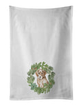 Labrador Retriever Puppy Yellow  Christmas Wreath Kitchen Towel Set of 2 White Dish Towels Decorative Bathroom Hand towel for Hand, Face, Hair, Yoga, Tea, Dishcloth, 19 X 28", White