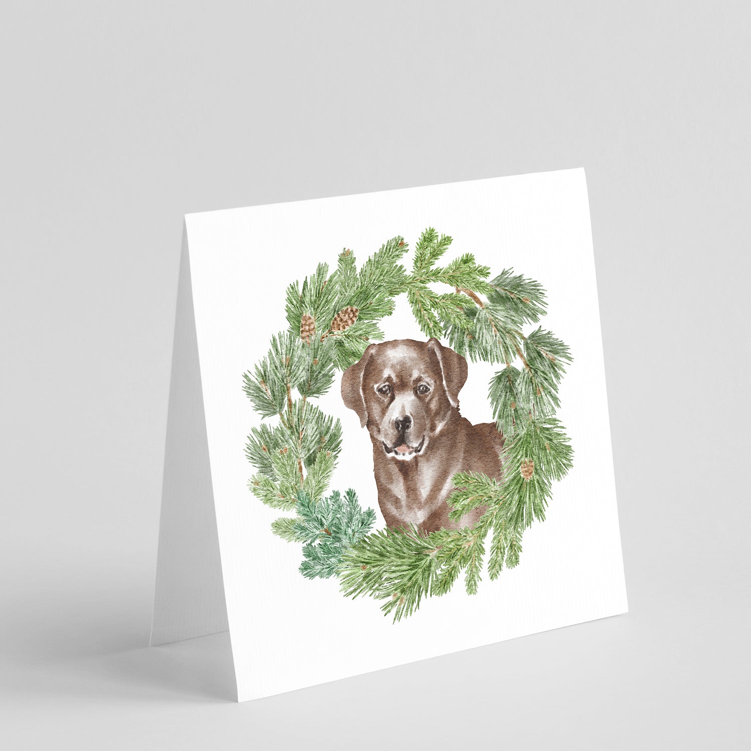Labrador Retriever Chocolate Christmas Wreath Square Greeting Cards and Envelopes Pack of 8 Blank Cards with Envelopes Blank Thank You Note Greeting Cards Stationery