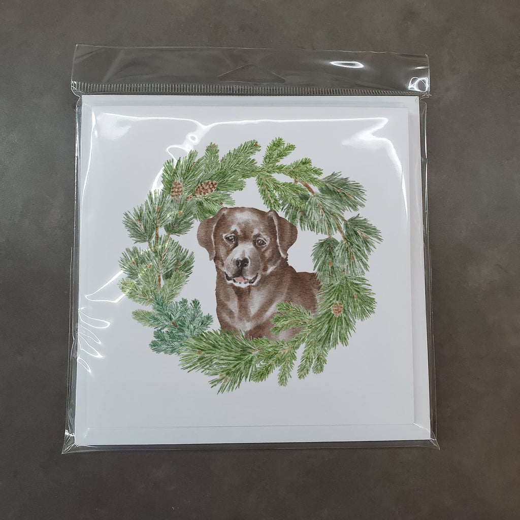 Labrador Retriever Chocolate Christmas Wreath Square Greeting Cards and Envelopes Pack of 8 Blank Cards with Envelopes Blank Thank You Note Greeting Cards Stationery
