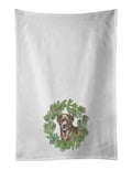 Labrador Retriever Chocolate Christmas Wreath Kitchen Towel Set of 2 White Dish Towels Decorative Bathroom Hand towel for Hand, Face, Hair, Yoga, Tea, Dishcloth, 19 X 28", White