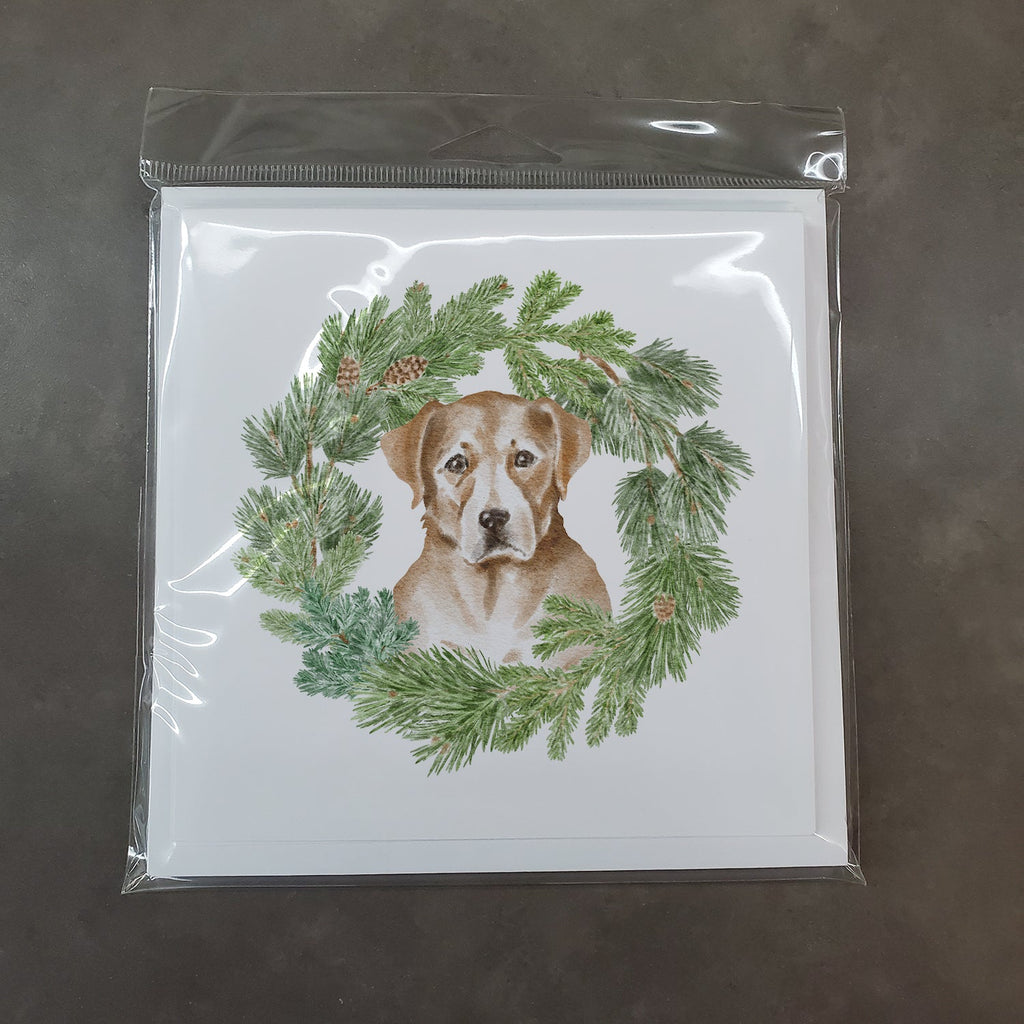 Labrador Retriever Yellow Christmas Wreath Square Greeting Cards and Envelopes Pack of 8 Blank Cards with Envelopes Blank Thank You Note Greeting Cards Stationery
