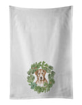 Labrador Retriever Yellow Christmas Wreath Kitchen Towel Set of 2 White Dish Towels Decorative Bathroom Hand towel for Hand, Face, Hair, Yoga, Tea, Dishcloth, 19 X 28", White