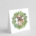 Boxer Puppy Fawn Christmas Wreath Square Greeting Cards and Envelopes Pack of 8 Blank Cards with Envelopes Blank Thank You Note Greeting Cards Stationery